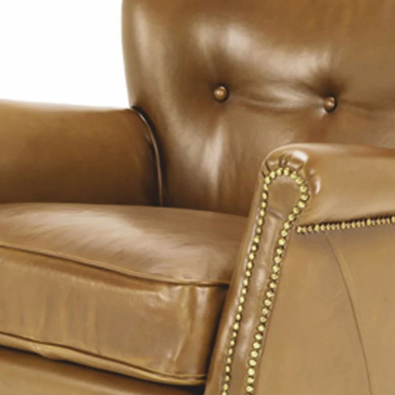 Casa Padrino Luxus Leder Sessel Braun / Schwarz 72 x 72 x H. 75 cm - Echtleder Wohnzimmer Möbel