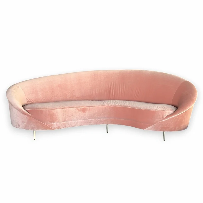 Casa Padrino Luxus Samt Sofa Rosa / Messing 230 cm - Luxus Wohnzimmer Möbel