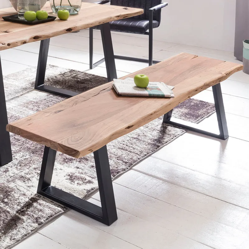 Esszimmerbank GAYA 160cm Massivholz Akazie Baumkante Landhausstil
