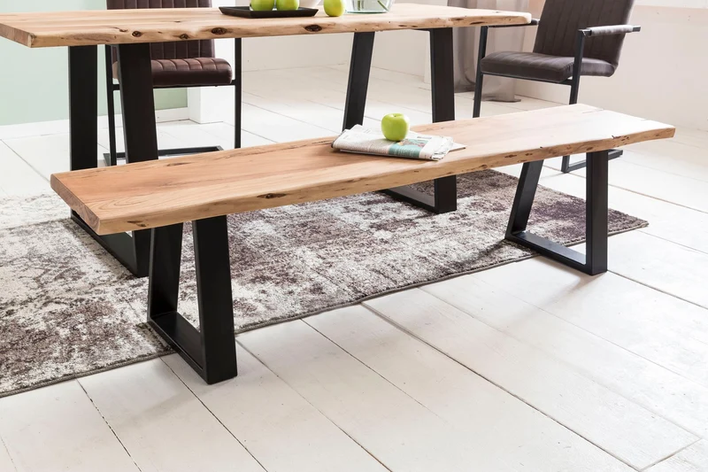 Esszimmerbank GAYA 160cm Massivholz Akazie Baumkante Landhausstil