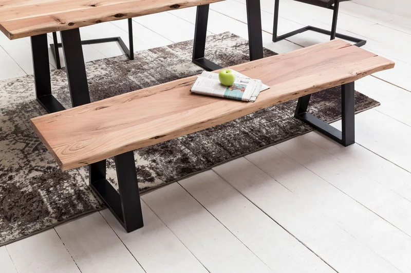 Esszimmerbank GAYA 160cm Massivholz Akazie Baumkante Landhausstil