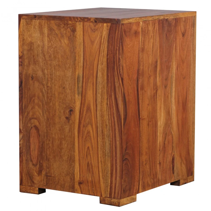 Nachttisch MUMBAI Sheesham Massivholz 60cm mit Schublade & Tür