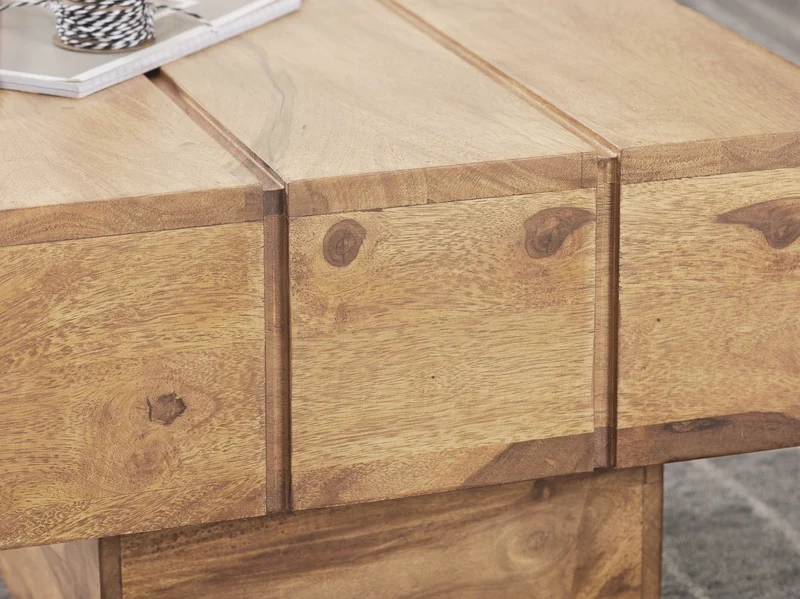 Beistelltisch Akazie Massivholz 44x44x30cm Landhaus Cube quadratisch