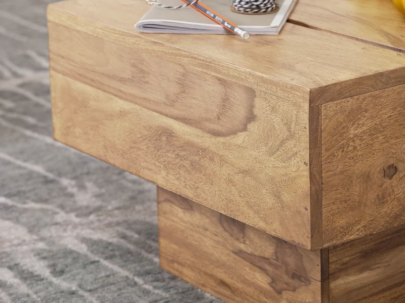 Beistelltisch Akazie Massivholz 44x44x30cm Landhaus Cube quadratisch