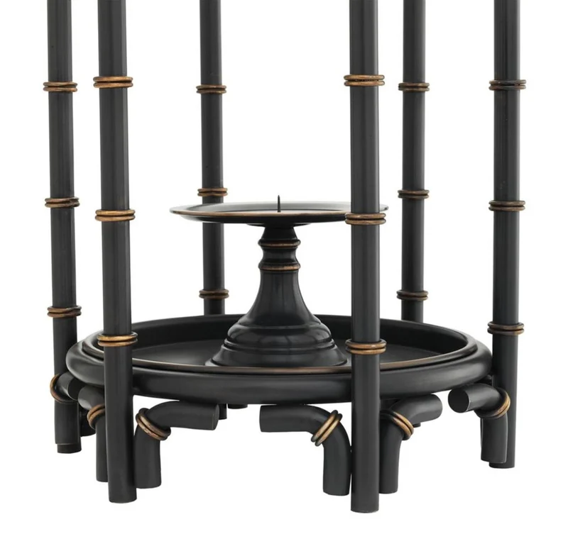 Casa Padrino Luxus Kerzenleuchter in Schwarz und Bronze, Durchmesser 30,5 x H. 60,5 cm - Limited Edition