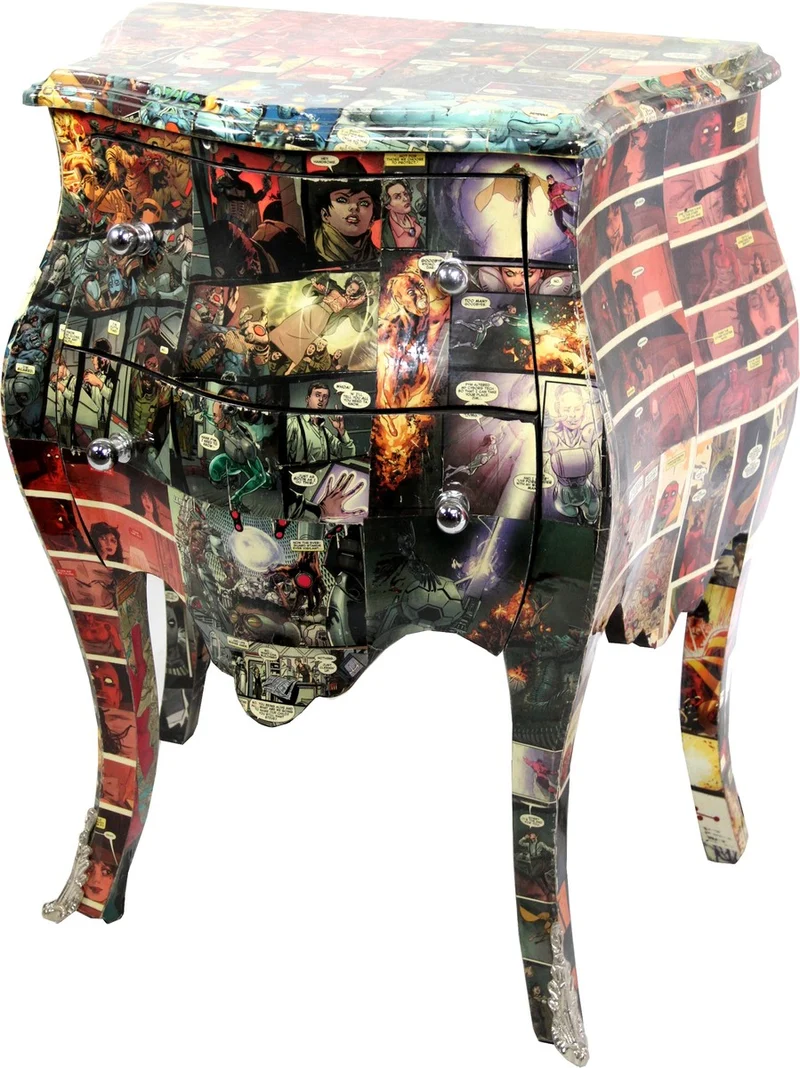 Casa Padrino Barock Kommode Comic Design 63 cm x H 75 cm Mod2 - Handgefertigtes Unikat - Limited Edition