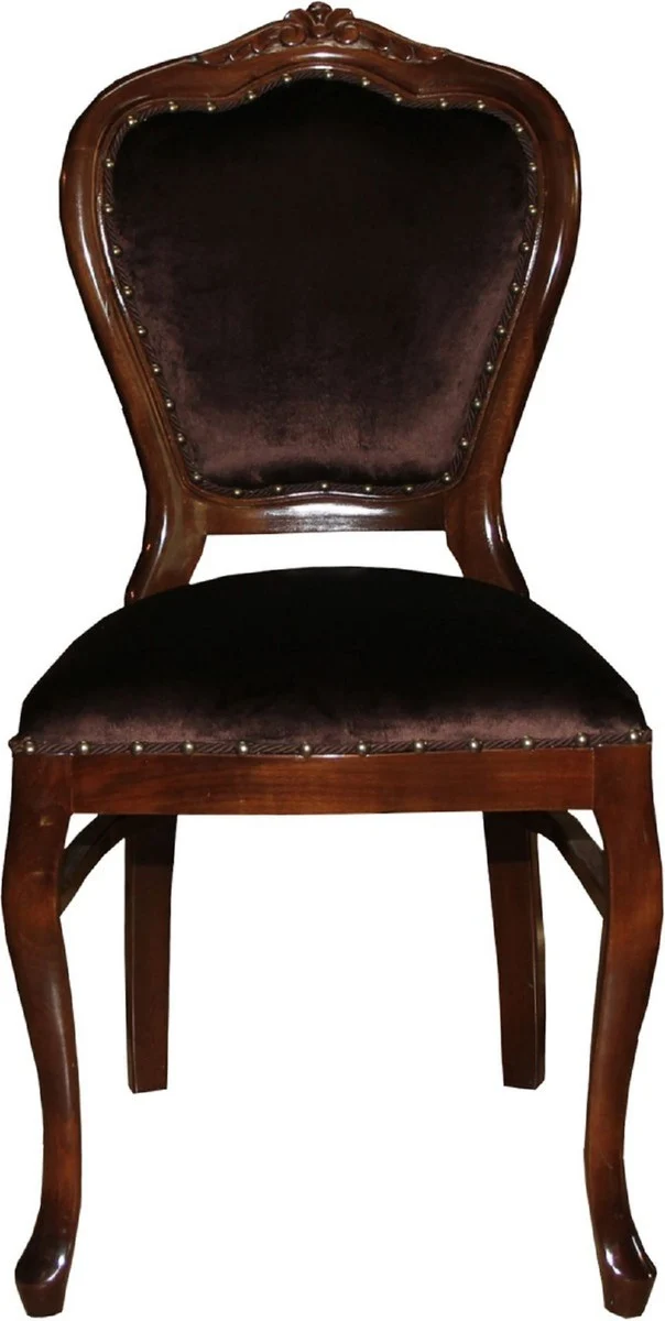 Casa Padrino Luxus Barock Esszimmer Set Braun / Braun 45 x 46 x H. 99 cm - 4 handgefertigte Esszimmerstühle - Barock Esszimmermöbel
