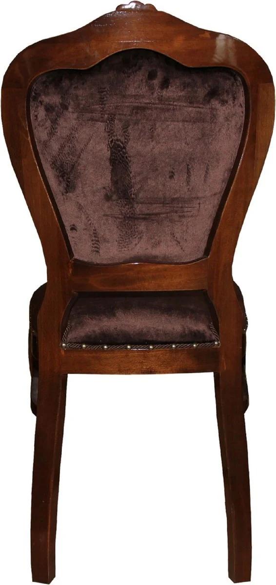 Casa Padrino Luxus Barock Esszimmer Set Braun / Braun 45 x 46 x H. 99 cm - 4 handgefertigte Esszimmerstühle - Barock Esszimmermöbel