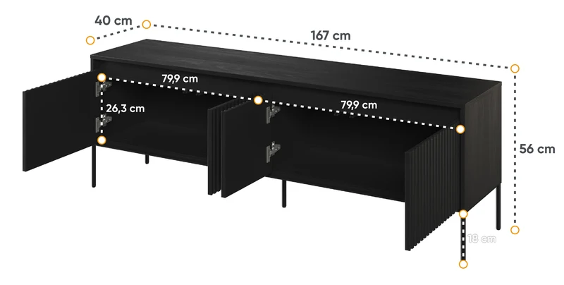 TV-Schrank Trend 167 cm mit LED Schwarz