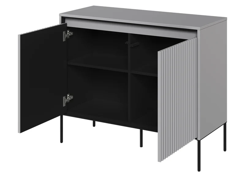 Zweiturige Kommode Trend 98 cm mit LED Grau