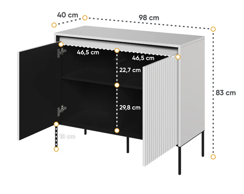 Zweiturige Kommode Trend 98 cm mit LED Weiß