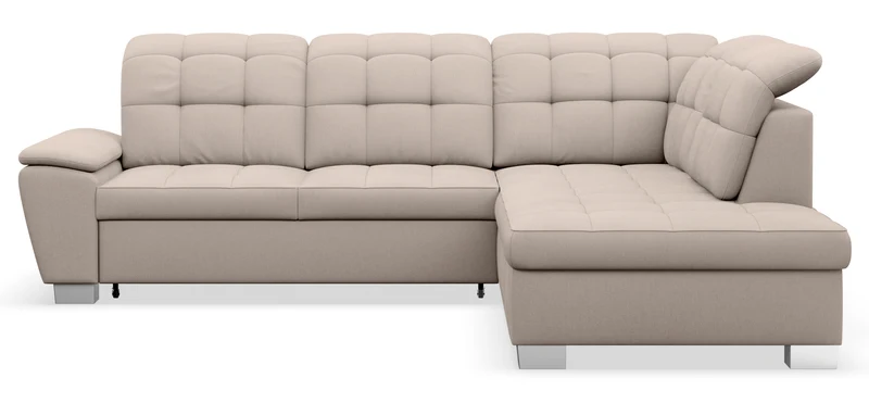 Ecksofa mit Schlaffunktion Jamaal, L-förmig, rechtsseitig, mit Stauraum, beige Flechtmuster