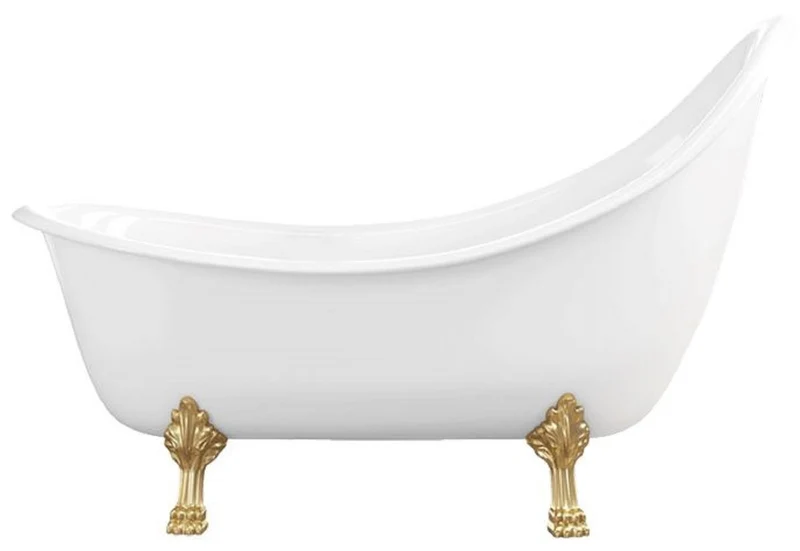 Casa Padrino Jugendstil Badewanne Weiß / Gold 180 cm - Freistehende Retro Stil Badewanne