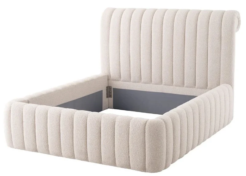 Casa Padrino Luxus Doppelbett Creme 210 x 266 x H. 155 cm - Massivholz Bett mit Kopfteil - Schlafzimmer Möbel - Hotel Möbel - Luxus Möbel - Luxus Einrichtung