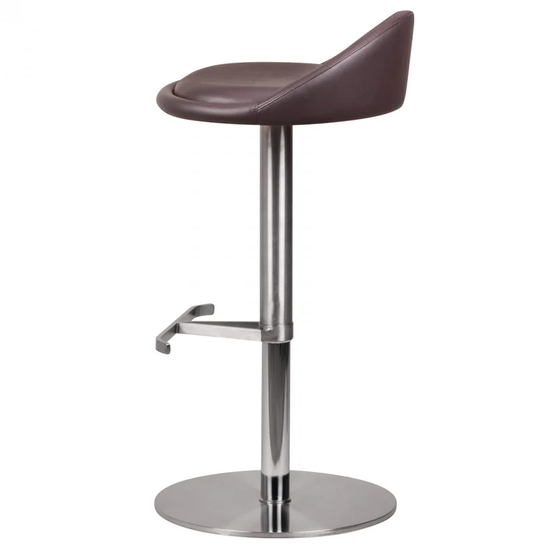 Barhocker WL1.602 höhenverstellbar Edelstahl Braun Drehbar Modern