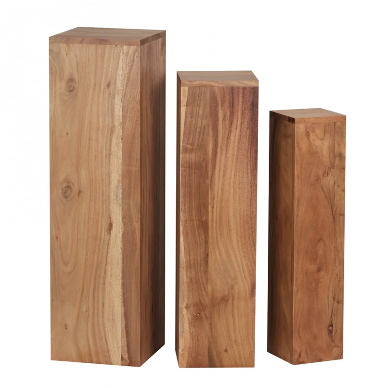 Beistelltisch 3er Set Akazie Massiv Quadratisch Modern Wohnzimmer