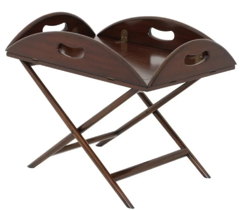 Casa Padrino Luxus Couchtisch / Tablett Dunkelbraun 87 x 66 x H. 42 cm - Ovaler Mahagoni Wohnzimmertisch - Serviertisch - Luxus Möbel