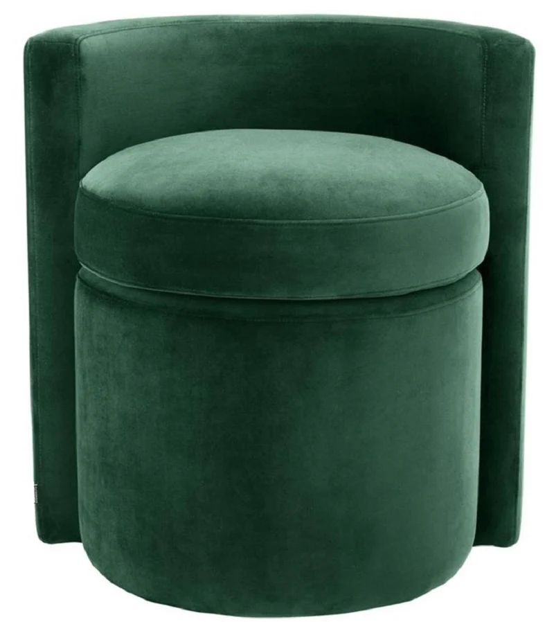 Casa Padrino Designer Sessel Dunkelgrün 61 x 57 x H. 64 cm - Runder Samt Sessel - Luxus Möbel
