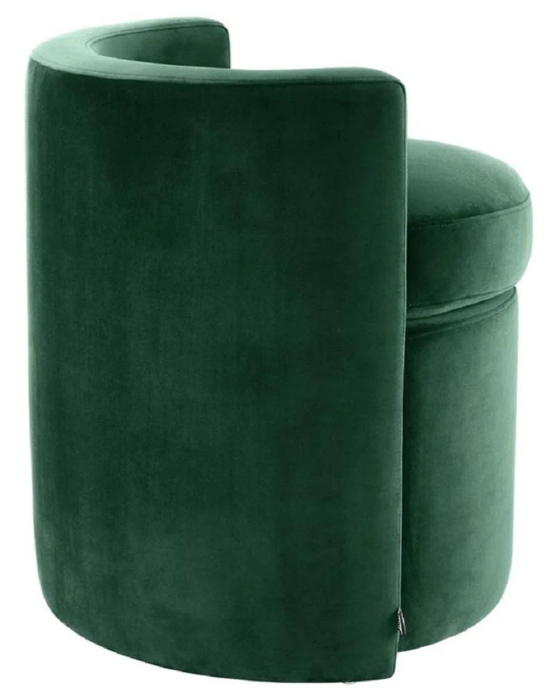 Casa Padrino Designer Sessel Dunkelgrün 61 x 57 x H. 64 cm - Runder Samt Sessel - Luxus Möbel