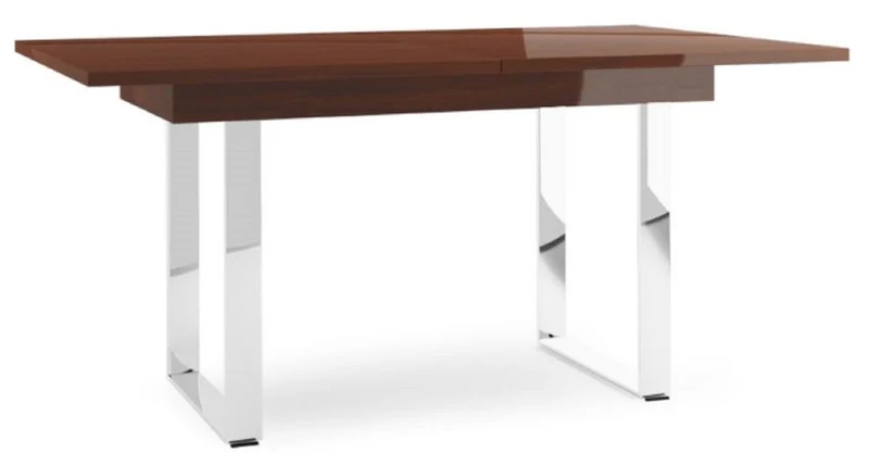 Casa Padrino Luxus Esstisch Hochglanz Braun / Silber 160-220 x 90 x H. 77 cm - Moderner Ausziehbarer Küchentisch