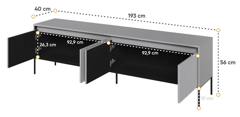 TV-Schrank Trend 193 cm mit LED Grau