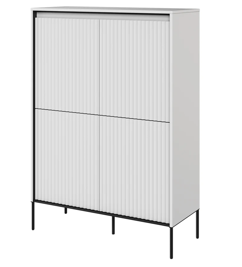 Vier­türige Kommode Trend, hoch 98 cm, mit LED, Weiß