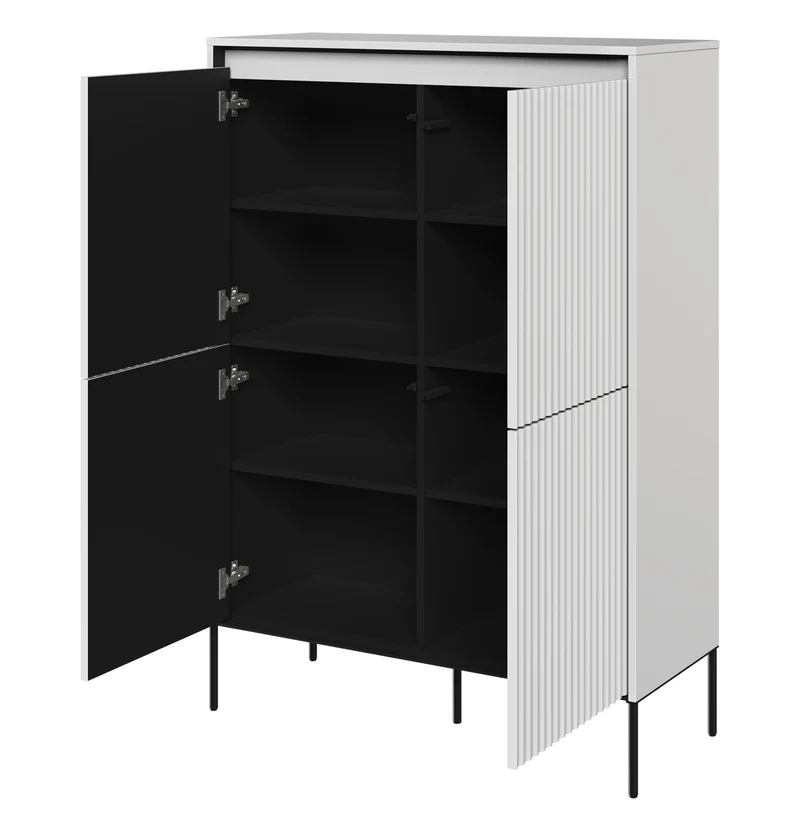 Vier­türige Kommode Trend, hoch 98 cm, mit LED, Weiß
