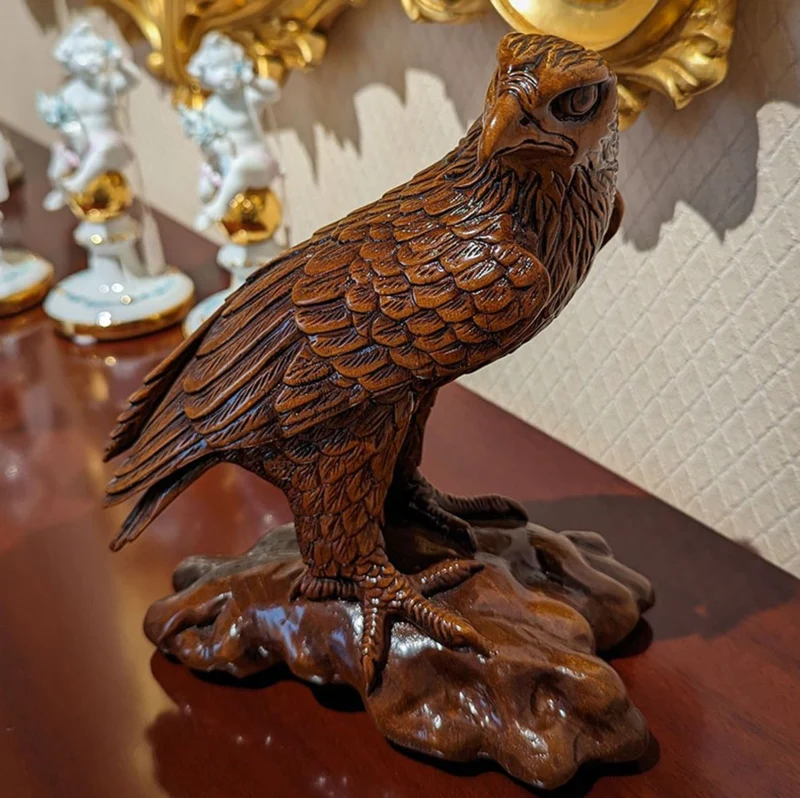 Casa Padrino Luxus Deko Skulptur Adler Braun 20 cm - Massivholz Figur - Made in Italy