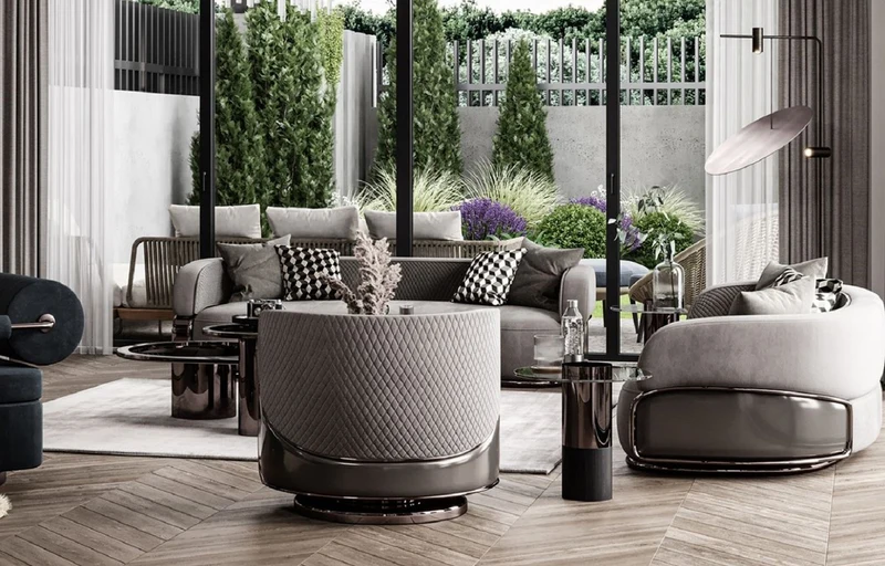 Casa Padrino Luxus Drehsessel Grau / Bronze 84 x 76 x H. 76 cm - Wohnzimmer Sessel - Hotel Sessel - Wohnzimmer Möbel - Hotel Möbel - Luxus Möbel - Luxus Kollektion