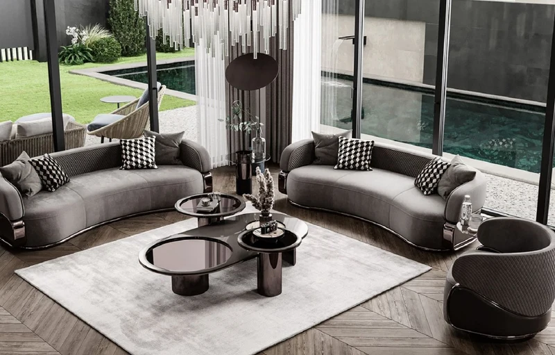 Casa Padrino Luxus Drehsessel Grau / Bronze 84 x 76 x H. 76 cm - Wohnzimmer Sessel - Hotel Sessel - Wohnzimmer Möbel - Hotel Möbel - Luxus Möbel - Luxus Kollektion