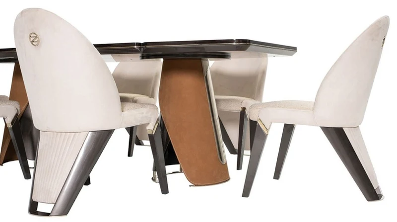 Casa Padrino Luxus Esszimmer Stuhl 6er Set Creme / Grau / Gold 57 x 70 x H. 91,5 - Esszimmer Möbel - Luxus Möbel - Luxus Einrichtung