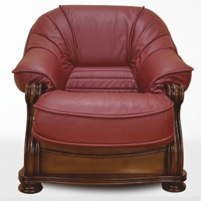 Casa Padrino Luxus Barock Leder Sessel Bordeauxrot / Braun - Barock Möbel