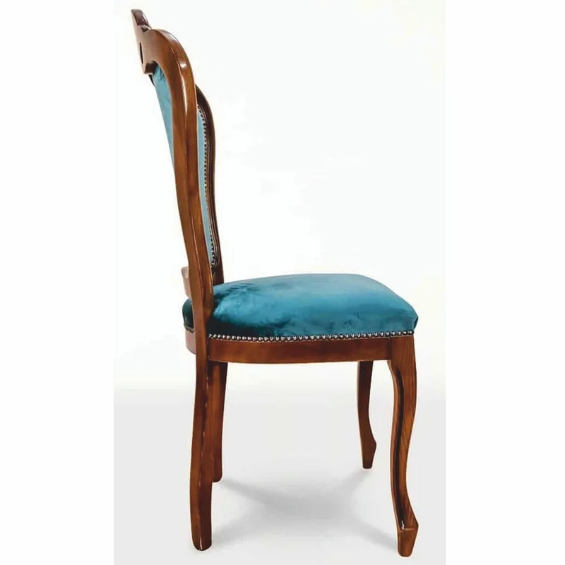 Casa Padrino Luxus Barock Esszimmer Stuhl 6er Set Blau / Braun - Barock Möbel