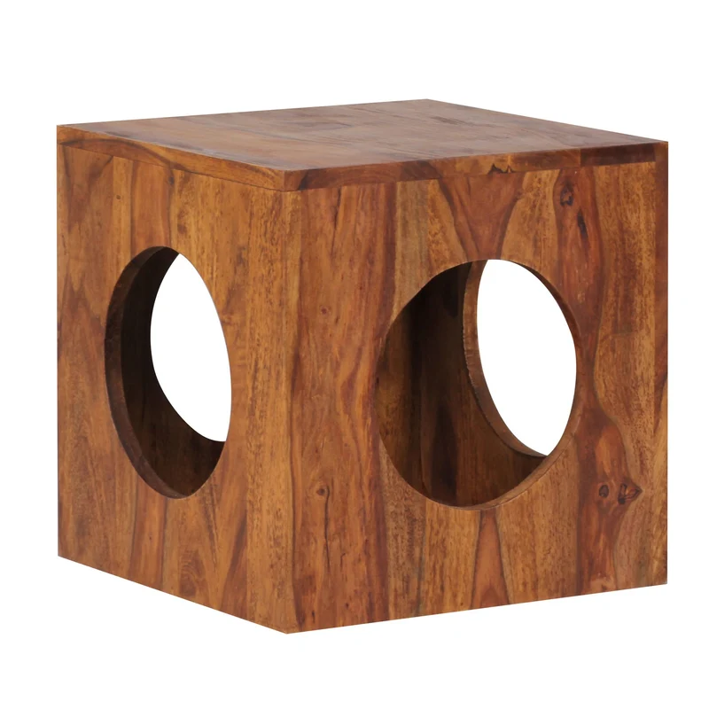 Beistelltisch Mumbai Sheesham Massivholz 35x35x35cm Würfel Stauraum