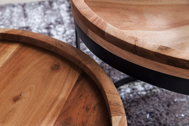 Beistelltische Akola 2er Set Sheesham Massivholz Metallgestell Landhausstil