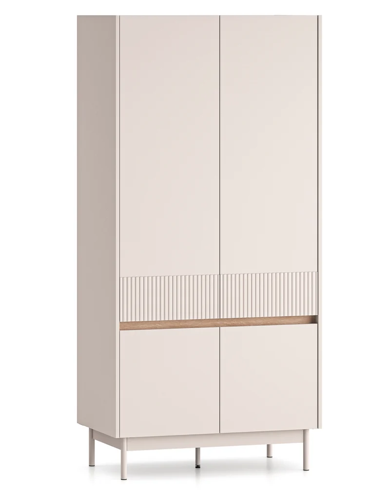 Vier­türiger Schrank Dunea 92 cm Kaschmir/Eiche