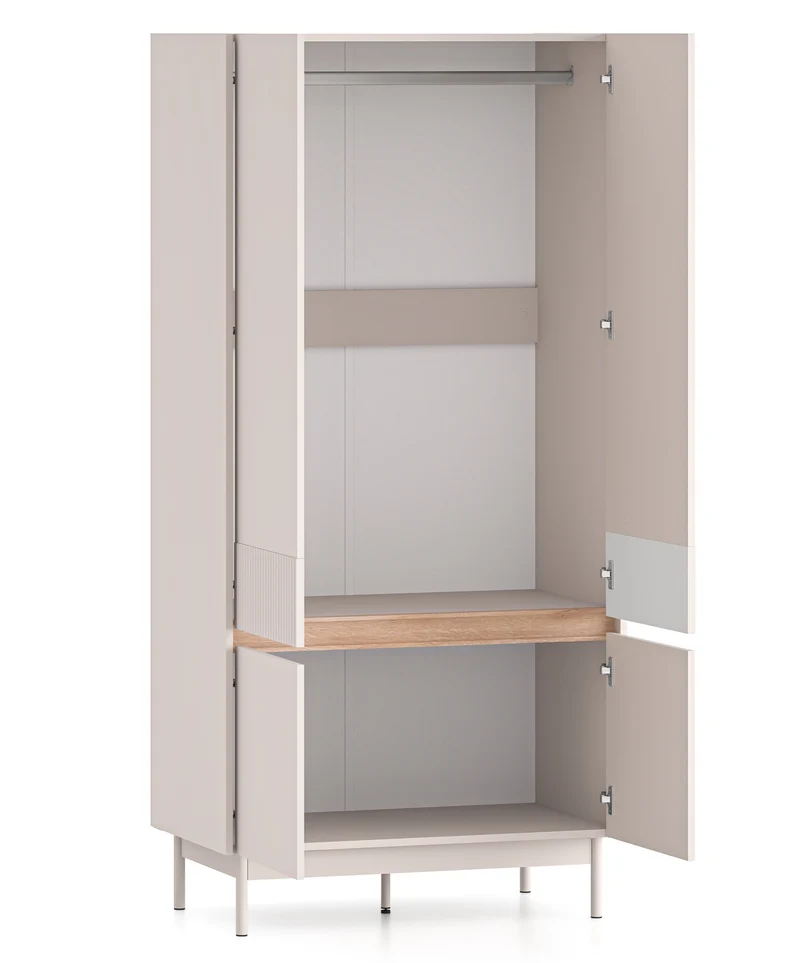 Vier­türiger Schrank Dunea 92 cm Kaschmir/Eiche