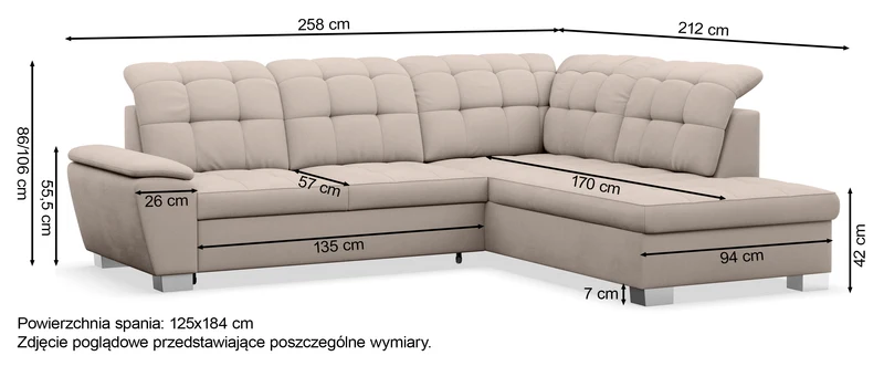 Ecksofa mit Schlaffunktion Jamaal, L-förmig, rechtsseitig, mit Stauraum, cremefarbenes Geflecht