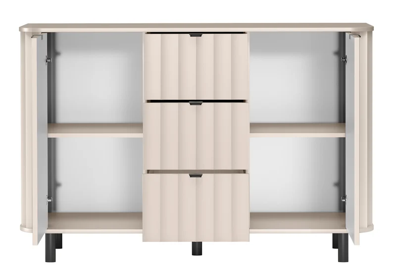 Novado Zweitürige Kommode mit drei Schubladen, 137 cm, Kaschmir