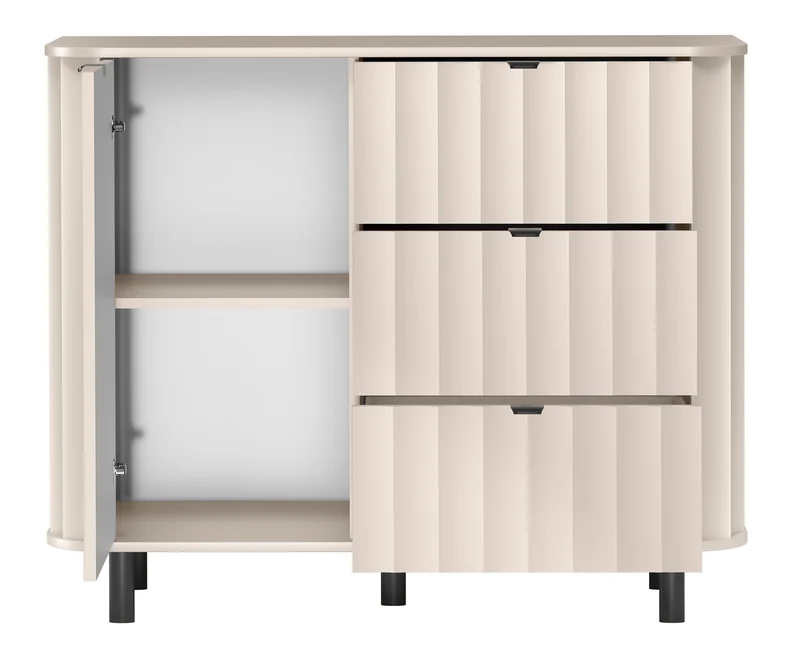 Novado Einzeltür-Kommode mit drei Schubladen, 111 cm, Kaschmir