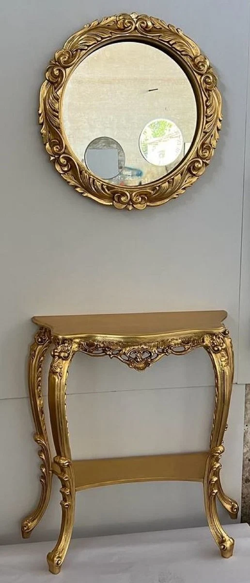 Casa Padrino Luxus Barock Wandspiegel Gold - Prunkvoller Spiegel im Barockstil - Runder Barock Garderoben Spiegel - Luxus Qualität - Made in Italy