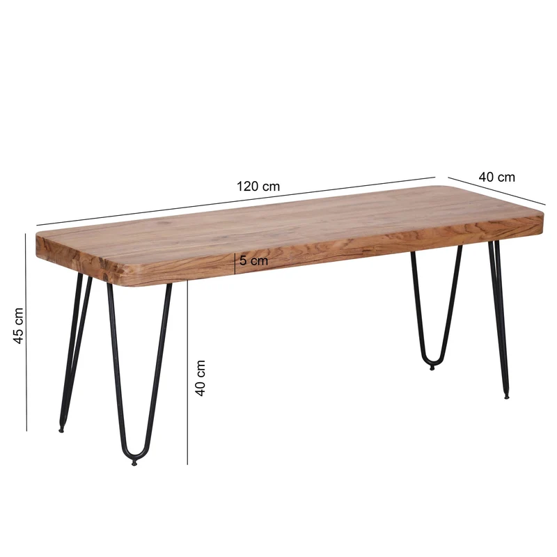 Sitzbank BAGLI 120cm Akazie Massivholz Landhausstil Naturprodukt