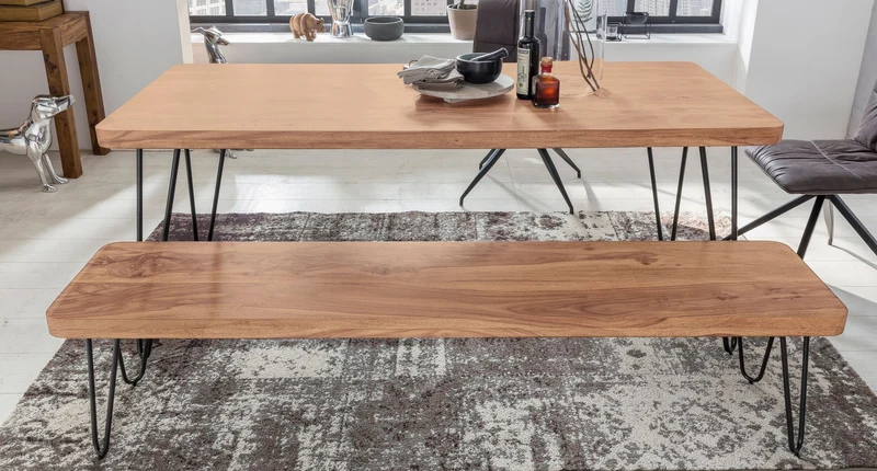Sitzbank BAGLI 120cm Akazie Massivholz Landhausstil Naturprodukt