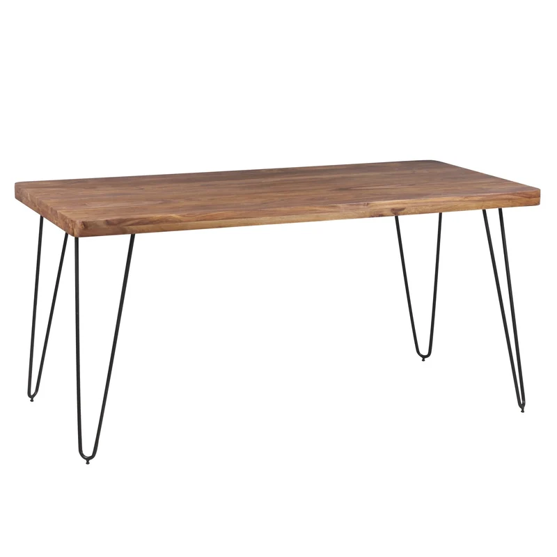 Esstisch BAGLI 120cm Sheesham Massivholz Metallbeine Landhaus Braun