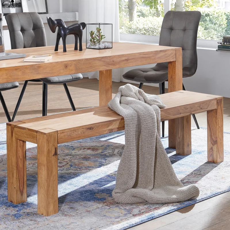 Sitzbank MUMBAI 180cm Akazie Massivholz Landhausstil Esszimmer