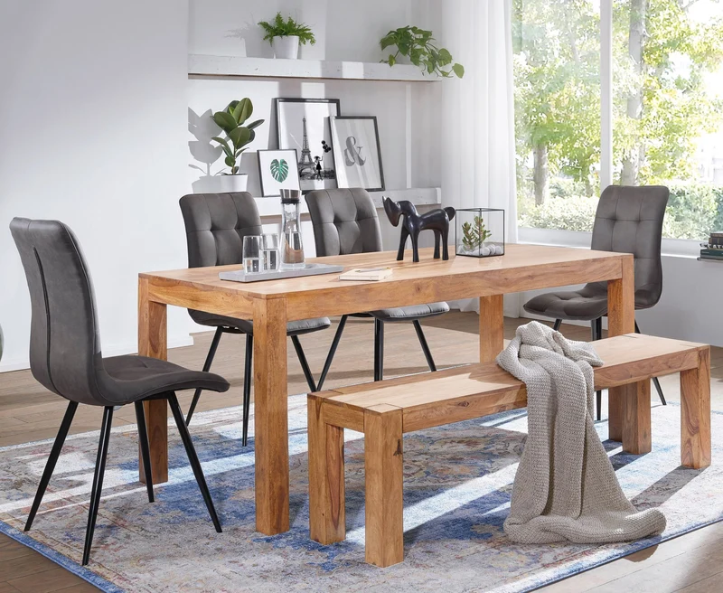 Sitzbank MUMBAI 180cm Akazie Massivholz Landhausstil Esszimmer