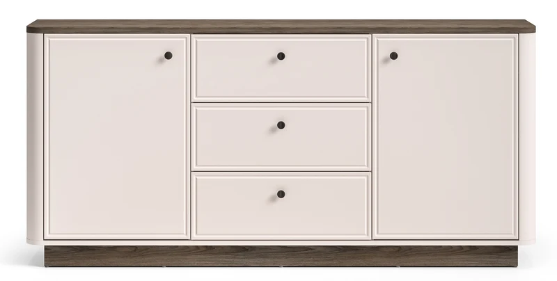 Zweiturige Kommode Vilavio mit drei Schubladen 180 cm Kaschmir/Windmill Dark Eiche