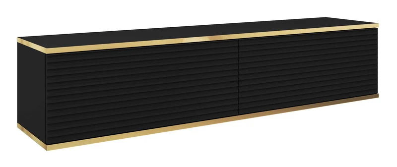 TV-Schrank Mucalma 135 cm schwarz mit goldenen Lamellen-Akzenten