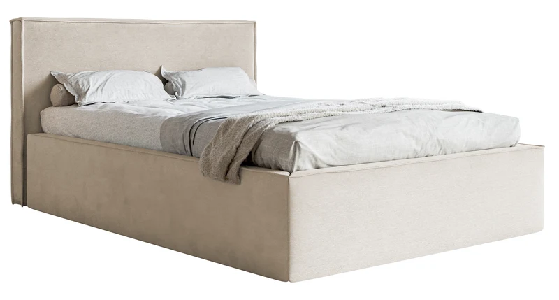 Polsterbett 180x200 cm Lucera mit Stauraum, grau-beiges Velours, wasserabweisend