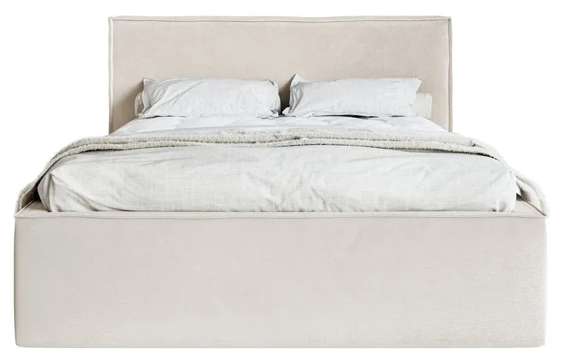 Polsterbett 180x200 cm Lucera mit Stauraum, grau-beiges Velours, wasserabweisend